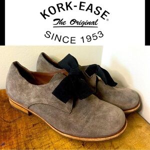 Kork Ease Beryl Women's 6 M Shoes Gray Suede Bow Tie Oxfords, GUC